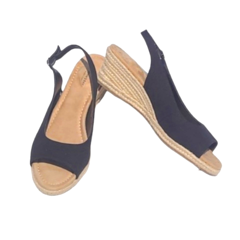 St. John's Bay Lindy Slingback Espadrille Sandals Wedge Peep Toe Memory Foam 9.5